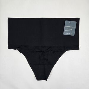 Essentials by Tummy Tank Size L/XL Black Nylon Seamless Thong Panty TT5-037 NWT